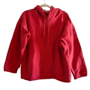 Vintage 90s Marlboro Country Store Blank Hoodie Large Red Pullover Sweatshirt L